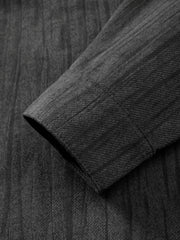 Men's Casual Grey Crinkled-Texture Denim Shirt