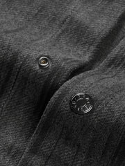 Men's Casual Grey Crinkled-Texture Denim Shirt