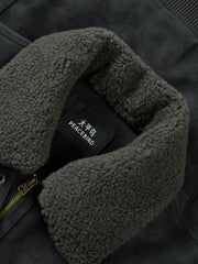 Men's Casual PU Leather Fleece-Collar Jacket-Style Down Jacket