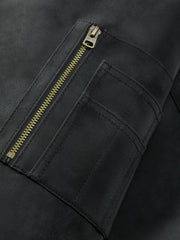 Men's Casual PU Leather Fleece-Collar Jacket-Style Down Jacket