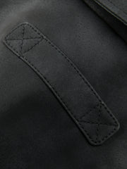 Men's Casual PU Leather Fleece-Collar Jacket-Style Down Jacket
