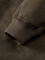 Men's Casual PU Leather Fleece-Collar Jacket-Style Down Jacket