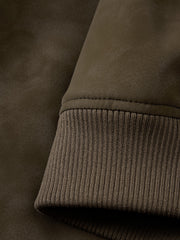 Men's Casual PU Leather Fleece-Collar Jacket-Style Down Jacket
