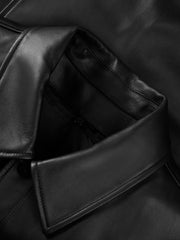 Men's Casual Lambskin Leather Jacket with Detachable Down Vest Liner