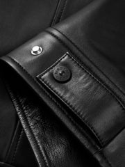 Men's Casual Lambskin Leather Jacket with Detachable Down Vest Liner