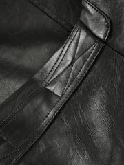 Men's Biker-Style Black Stand-Collar PU Leather Jacket