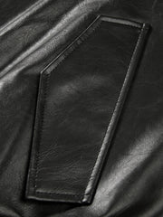 Men's Biker-Style Black Stand-Collar PU Leather Jacket