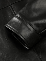 Men's Biker-Style Black Stand-Collar PU Leather Jacket