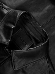 Men's Casual Pebbled Waxed Cowhide Aviator Leather Jacket