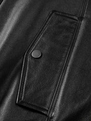 Men's Casual Pebbled Waxed Cowhide Aviator Leather Jacket