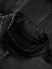 Men's Harrington-Style Black Cowhide-Grain Lambskin Leather Jacket