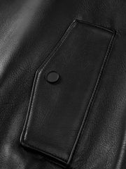 Men's Harrington-Style Black Cowhide-Grain Lambskin Leather Jacket