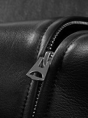 Men's Harrington-Style Black Cowhide-Grain Lambskin Leather Jacket