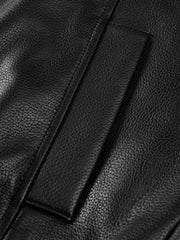 Men's Casual Pebbled Lambskin Leather Jacket with Inverted-T Cut