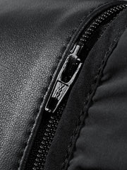 Men's Casual Lambskin Leather Jacket with Detachable Down Vest Liner