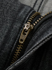 Men's Casual Dark Grey Distressed Ombre Jeans