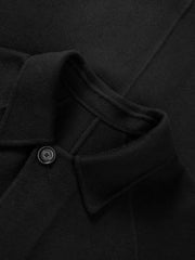 Men's Commuter Wool-Blend Black Mid-Length Coat