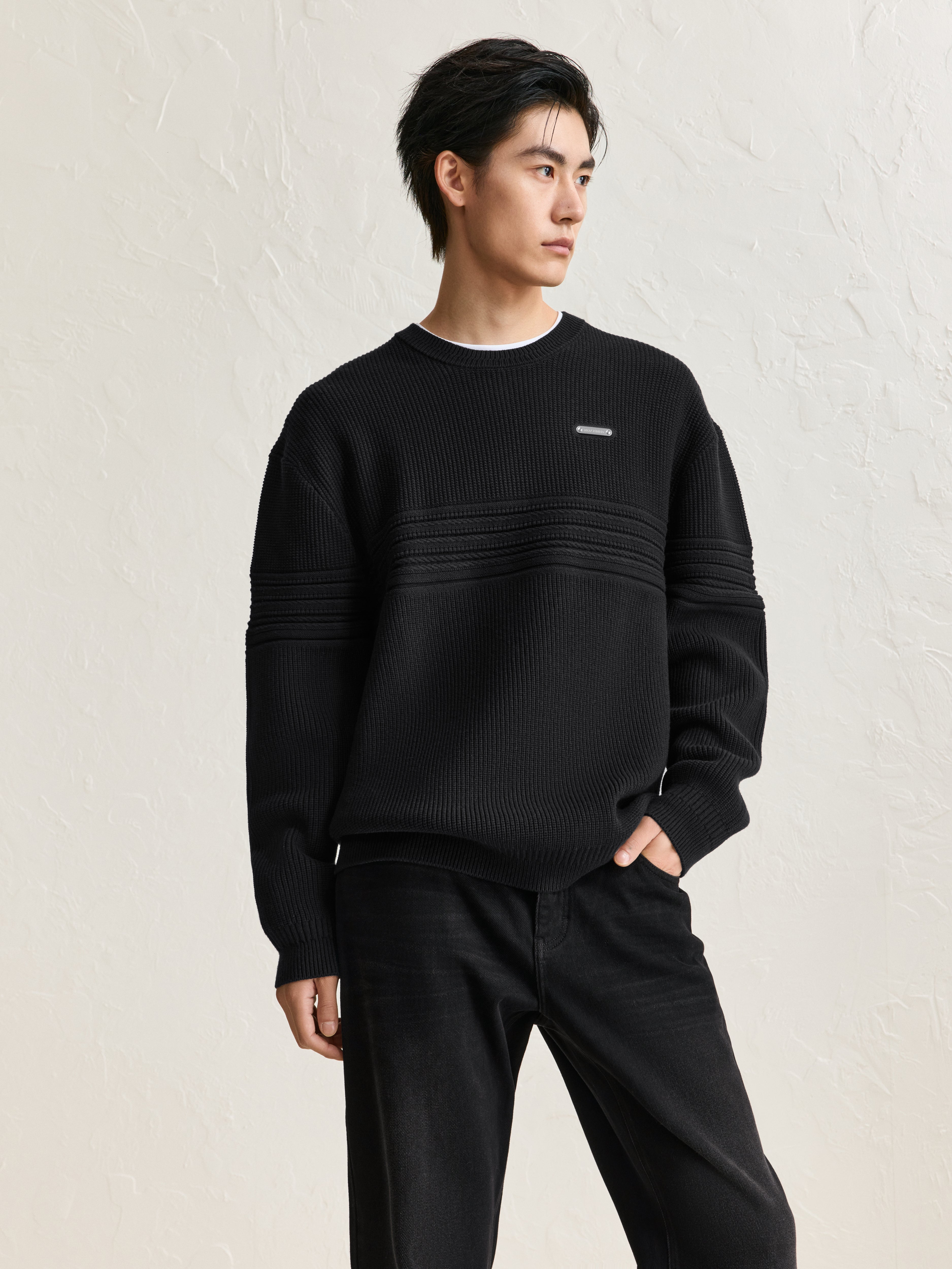 Men's Striped Textured Pullover