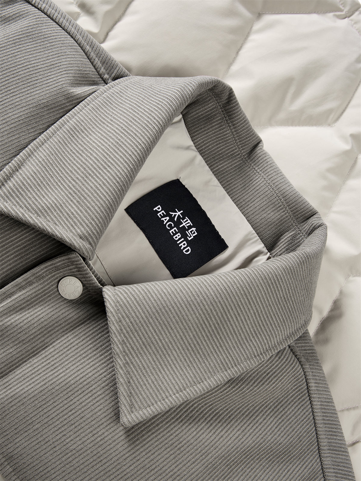 Men's Down Jacket with Corduroy Panels
