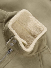 Men's Casual Faux-Suede Fleece-Lined Harrington Jacket
