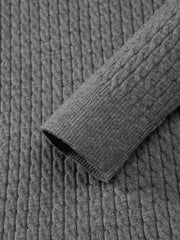 Men's Casual Solid Henley Cable-Knit Sweater