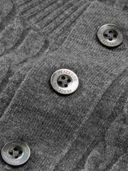 Men's Casual Solid Henley Cable-Knit Sweater