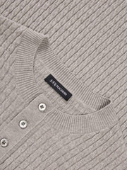 Men's Casual Solid Henley Cable-Knit Sweater