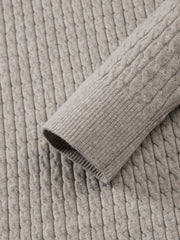 Men's Casual Solid Henley Cable-Knit Sweater
