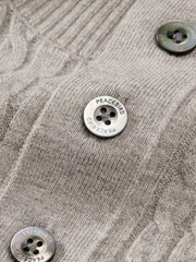 Men's Casual Solid Henley Cable-Knit Sweater