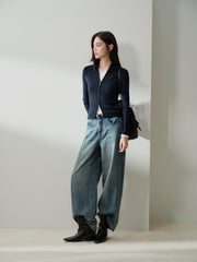 Women's Casual Seam-Detail Slim-Fit Knit Cardigan
