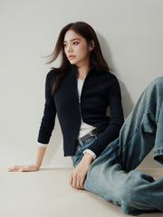Women's Casual Seam-Detail Slim-Fit Knit Cardigan