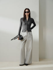 Women's Casual Seam-Detail Slim-Fit Knit Cardigan