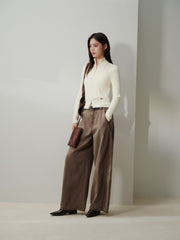 Women's Minimalist Cropped Cable-Knit Cardigan