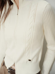Women's Minimalist Cropped Cable-Knit Cardigan
