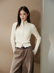 Women's Minimalist Cropped Cable-Knit Cardigan