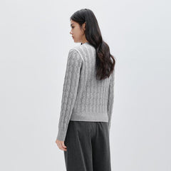 Women's Gray Cable Knit Pullover