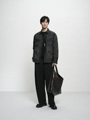 Men's Goose Down Denim-Panel Shirt Jacket