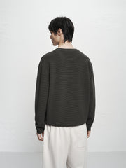 Men's Solid Knit Sweater with PU Pocket