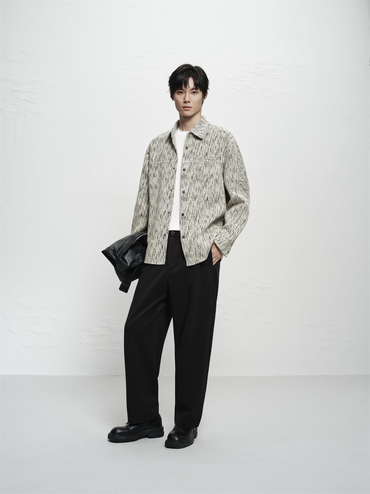 Men's Fleece-Lined Textured Tweed Shirt