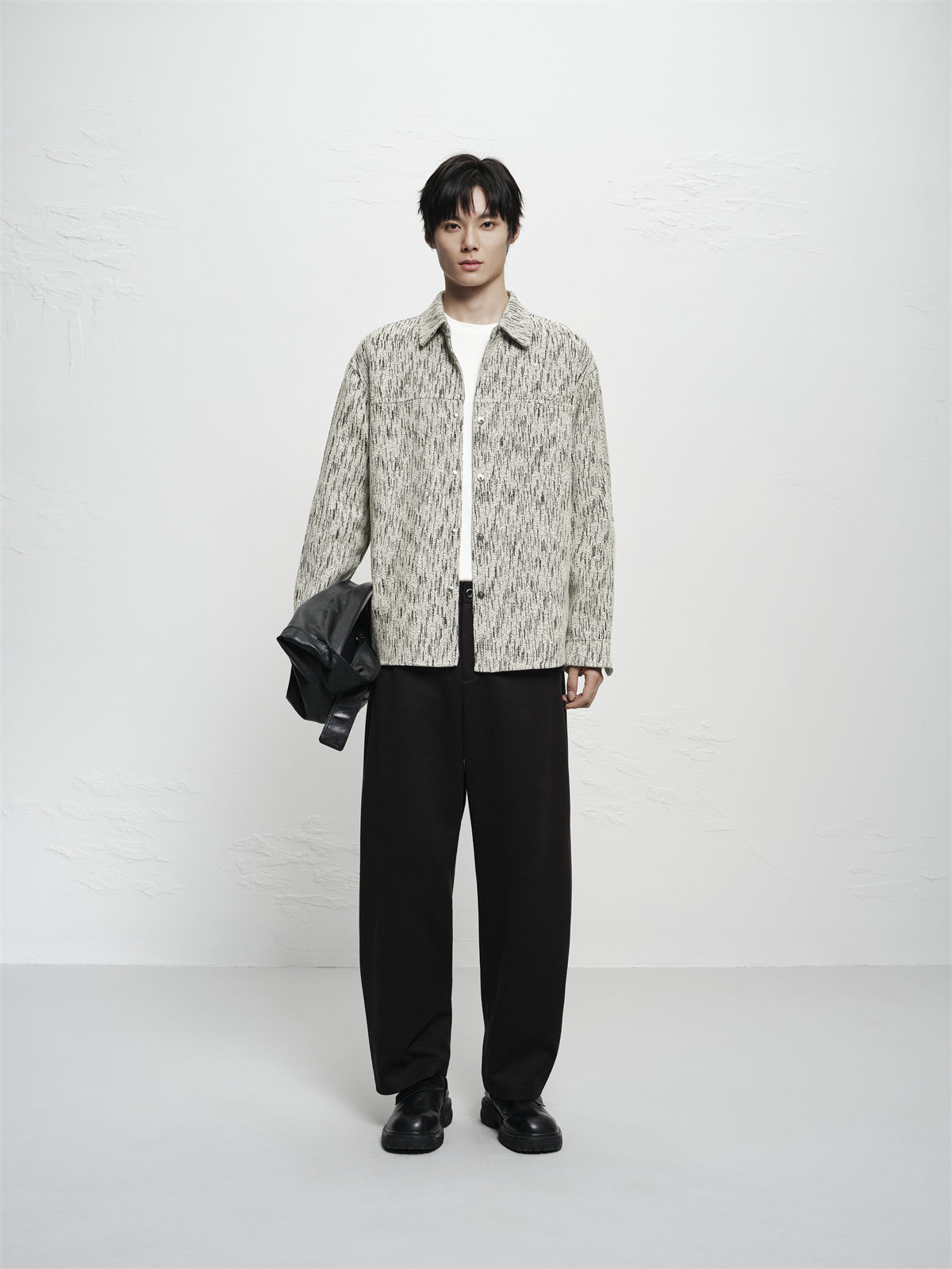 Men's Fleece-Lined Textured Tweed Shirt