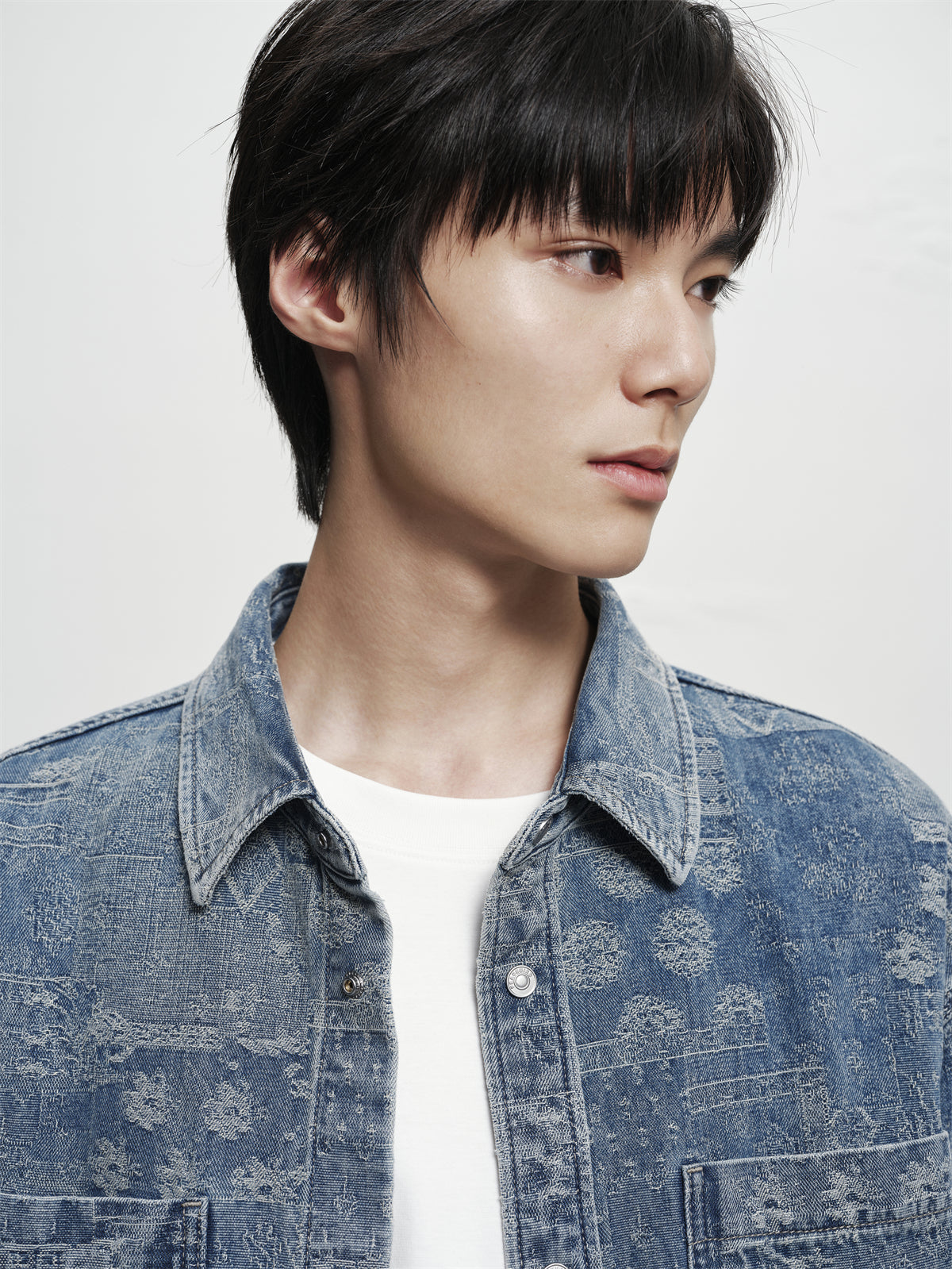 Men's Oversized Jacquard Denim Shirt