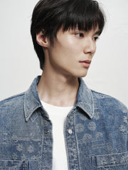 Men's Oversized Jacquard Denim Shirt