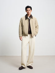 Men's Casual Corduroy Contrast-Collar Jacket-Style Down Jacket