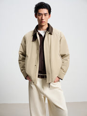 Men's Casual Corduroy Contrast-Collar Jacket-Style Down Jacket