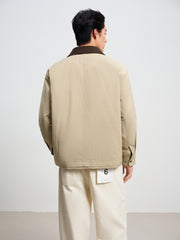 Men's Casual Corduroy Contrast-Collar Jacket-Style Down Jacket