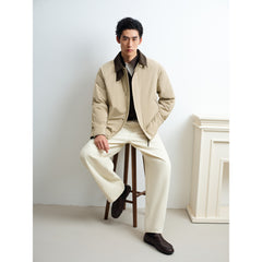 Men's Casual Corduroy Contrast-Collar Jacket-Style Down Jacket