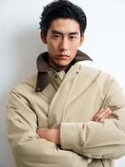 Men's Casual Corduroy Contrast-Collar Jacket-Style Down Jacket