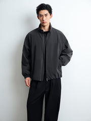 Men's Casual Dark Blue Stand-Collar Padded Jacket