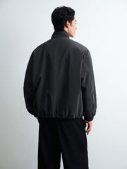 Men's Casual Dark Blue Stand-Collar Padded Jacket