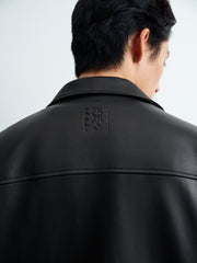 Men's Casual Lambskin Leather Jacket with Detachable Down Vest Liner